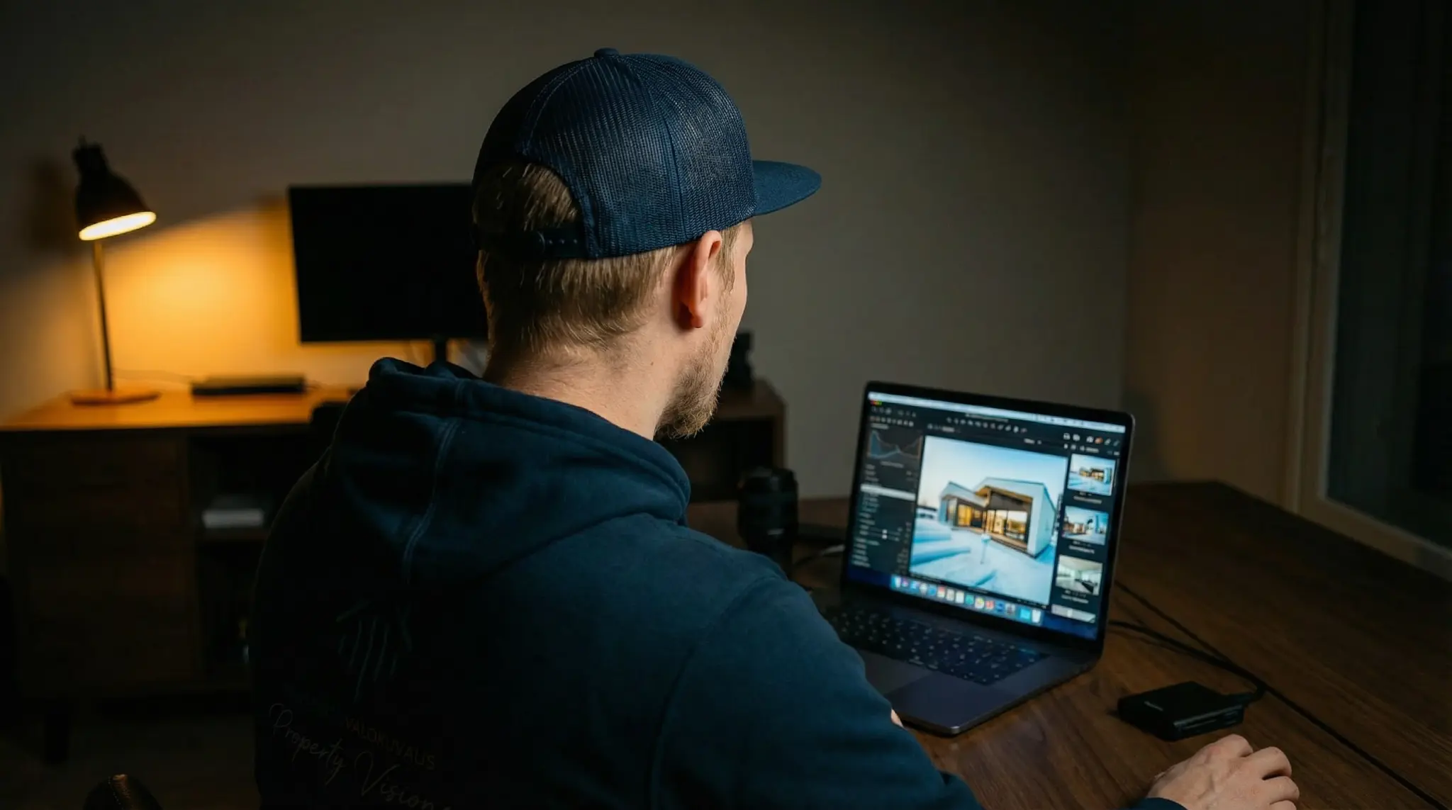 Agent working on property content at desk