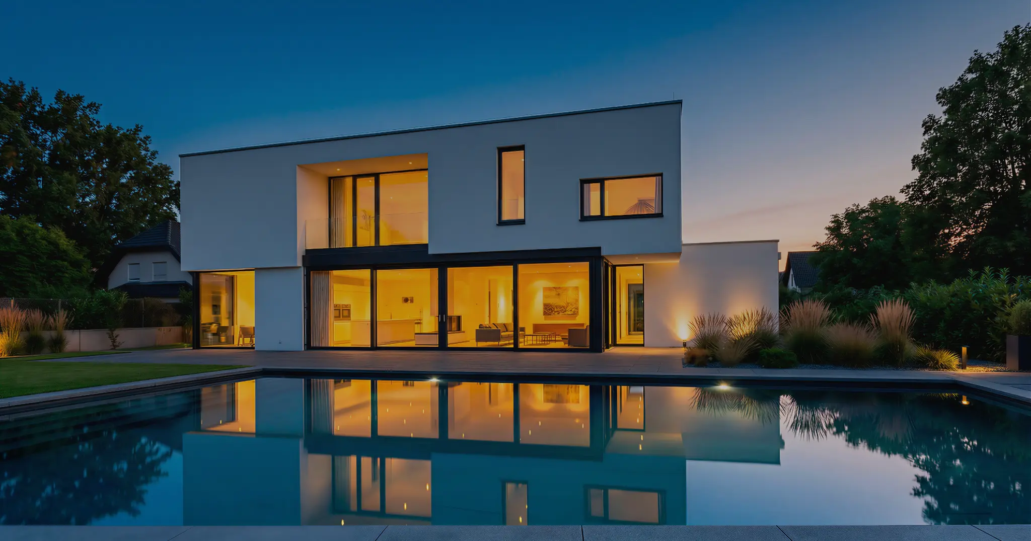 Luxury property at dusk
