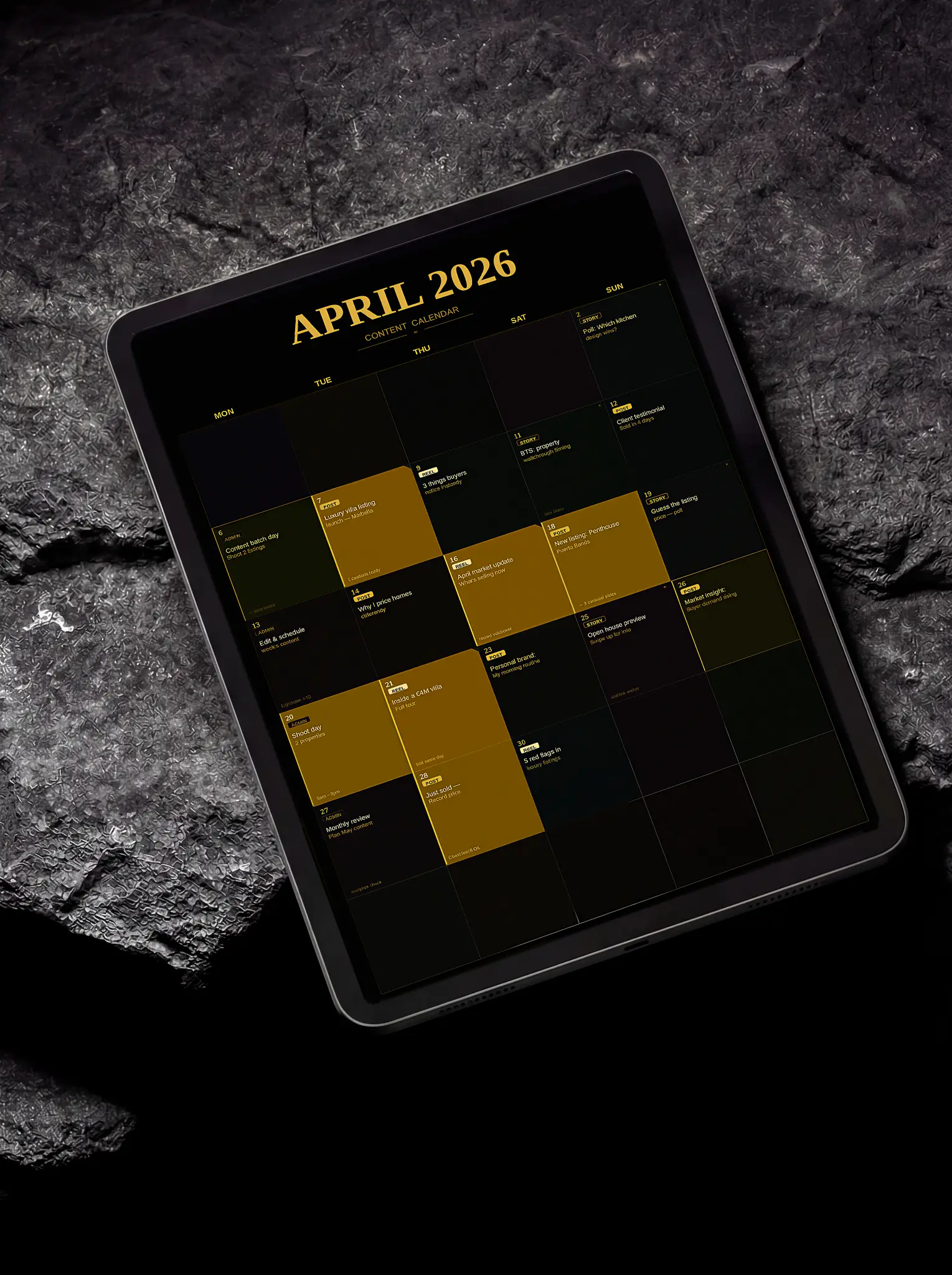 Content Calendar on iPad